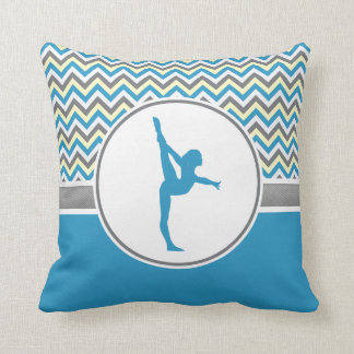 Blauw / grijze Chevron Stripes Gymnastiek met mono Kussen
