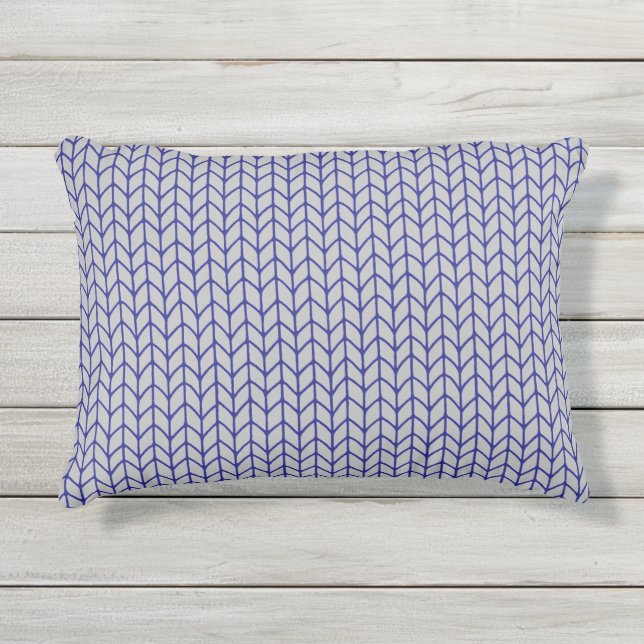 BLAUW GRIJZE GEBREIDE Buitenkussen (Voorkant)