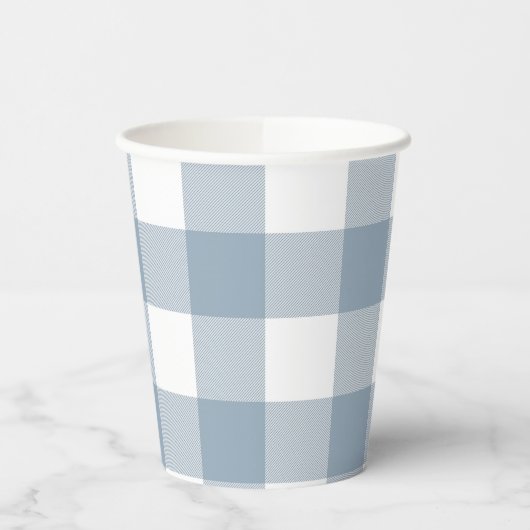 Blauw Grijze Geruite Buffalo Gingham Plaid Patroon Papieren Bekers (Links)