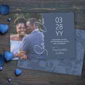 Blauw-Grijze Huwelijk Save the Date Kaart