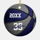blauw grijze jongens basketbalteam memento keramisch ornament (Voorkant)
