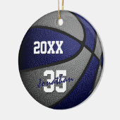 blauw grijze jongens basketbalteam memento keramisch ornament (Links)