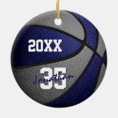 blauw grijze jongens basketbalteam memento keramisch ornament (Achterkant)