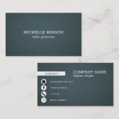 Blauw-grijze linnen textuur visitekaartje (Voorkant / Achterkant)