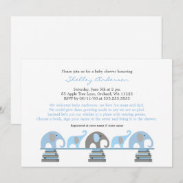 Blauw grijze olifant baby shower uitnodigingen