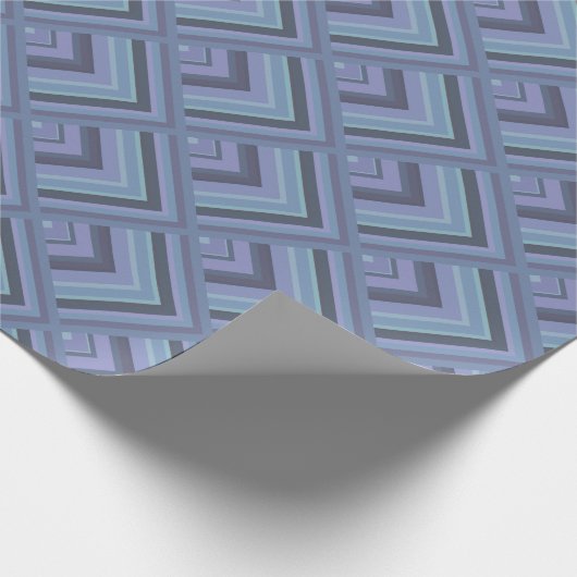 Blauw-grijze strepen schaalpatroon cadeaupapier (Hoek)
