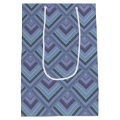 Blauw-grijze strepen schaalpatroon medium cadeauzakje (Achterkant)