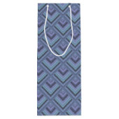 Blauw-grijze strepen schaalpatroon wijn cadeautas (Achterkant)