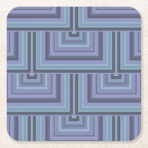 Blauw-grijze strepen, vierkant schaalpatroon kartonnen onderzetters