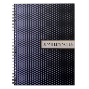 Blauw-grijze Techno Stippen Elegant Zwart Notitieboek