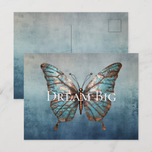 Blauw grijze textuur vlinder briefkaart