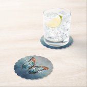 Blauw grijze textuur vlinder kartonnen onderzetters (Insitu)