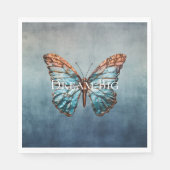 Blauw grijze textuur vlinder servet (Voorkant)