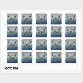 Blauw grijze textuur vlinder vierkante sticker (Vel)