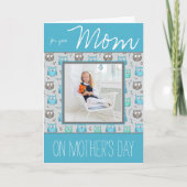 Blauw-grijze uilen met foto Moederdag Kaart (Voorkant)