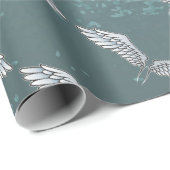 Blauw-grijze vleugels cadeaupapier (Rol Hoek)