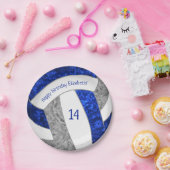 blauw - grijze volleybalfeest papieren bordje (Feest)