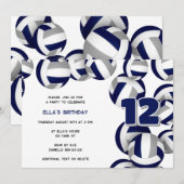 blauw - grijze volleybaljongetje - verjaardagsfees kaart (Voorkant / Achterkant)