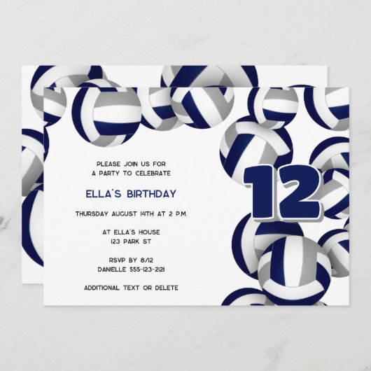 blauw - grijze volleybaljongetje - verjaardagsfees kaart (Voorkant / Achterkant)