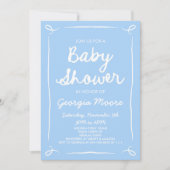 Blauw grillig handgetekende Baby shower Kaart (Voorkant)