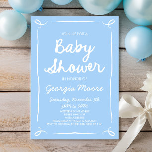 Blauw grillig handgetekende Baby shower Kaart