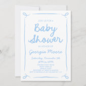 Blauw grillig handgetekende Baby shower Kaart (Voorkant)