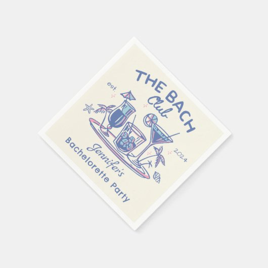 Blauw grillig strand cocktail bachelorette party servet (Hoek)