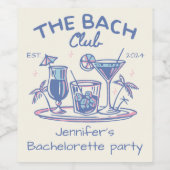 Blauw grillig strand cocktail bachelorette party wijn etiket (Enkel label)