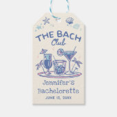 Blauw grillig strand cocktail bachelorette weekend cadeaulabel (Voorkant)