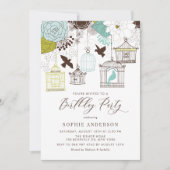  blauw grillige vogelkooien Verjaardag Kaart (Voorkant)