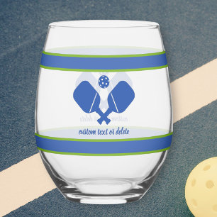 Blauw Groen Aangepaste Tekst Gepersonaliseerd Pick Wijnglas Zonder Voet