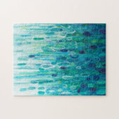 Blauw groen Abstract cirkelschilderen Legpuzzel (Horizontaal)