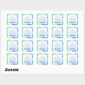 Blauw groen abstract riet diffuser productetiket vierkante sticker (Vel)