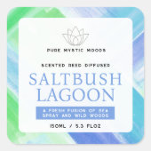 Blauw groen abstract riet diffuser productetiket vierkante sticker (Voorkant)