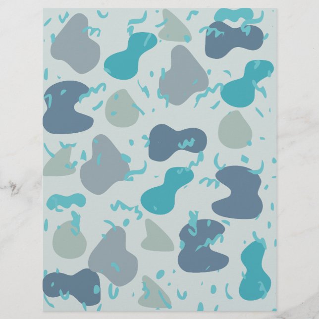 Blauw Groen Abstract Schrijfboek Papier (Voorkant)