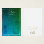 Blauw groen Abstract script oorscherm Visitekaartje (Voorkant /achterkant)