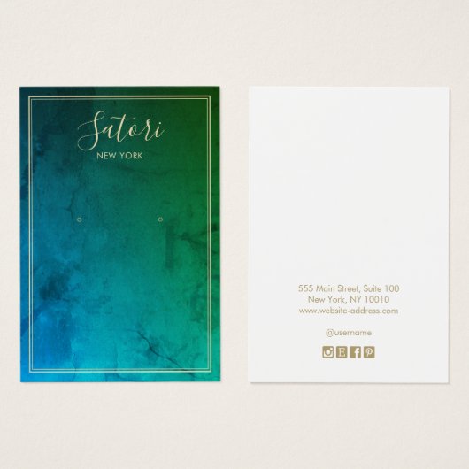 Blauw groen Abstract script oorscherm Visitekaartje (Voorkant /achterkant)