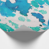 blauw groen abstract verpakkingspapier cadeaupapier (Hoek)