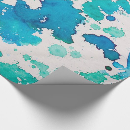 blauw groen abstract verpakkingspapier cadeaupapier (Hoek)