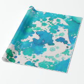 blauw groen abstract verpakkingspapier cadeaupapier (Uitgerold)