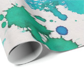 blauw groen abstract verpakkingspapier cadeaupapier (Rol Hoek)