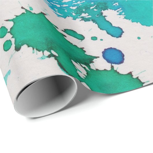 blauw groen abstract verpakkingspapier cadeaupapier (Rol Hoek)