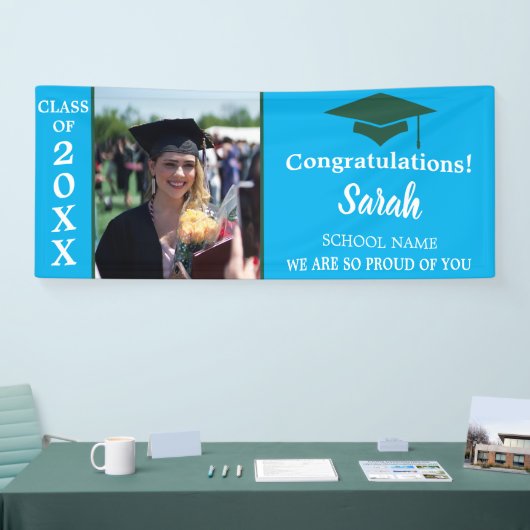 Blauw & Groen Afstuderen Fotoklas van 2025 Spandoek (Beurs)