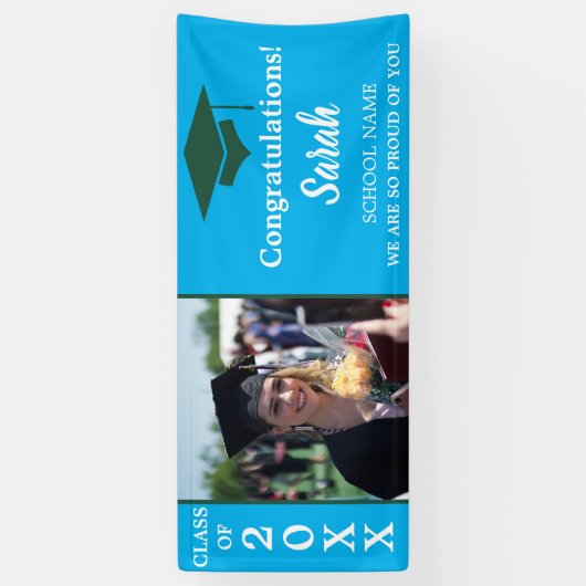 Blauw & Groen Afstuderen Fotoklas van 2025 Spandoek (Verticaal)