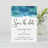 Blauw Groen Aqua Aquarel Modern Opslagbericht 1 Save The Date (Staand voorkant)
