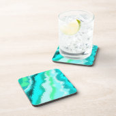 Blauw Groen Aqua Schilderachtig Scumbled Stijl Bier Onderzetter (Rechterzijde)