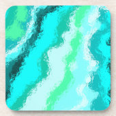 Blauw Groen Aqua Schilderachtig Scumbled Stijl Bier Onderzetter (Voorkant)