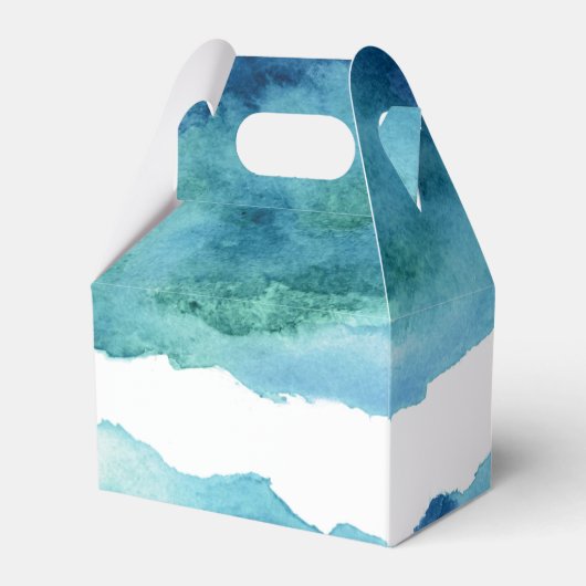 Blauw Groen Aqua Waterverf Bruiloft Dank u Bedankdoosjes (Achterkant)