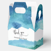 Blauw Groen Aqua Waterverf Bruiloft Dank u Bedankdoosjes (Geopend)