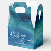 Blauw Groen Aqua Waterverf Bruiloft Dank u Favor Bedankdoosjes (Geopend)